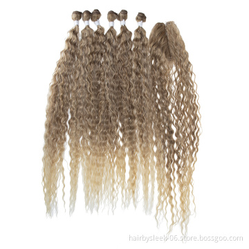 The highest sales in Russia Long Curly Wave Twist Crochet Hair Loose Deep Wave Hair Bundles Extensions Synthetic Braiding Hair